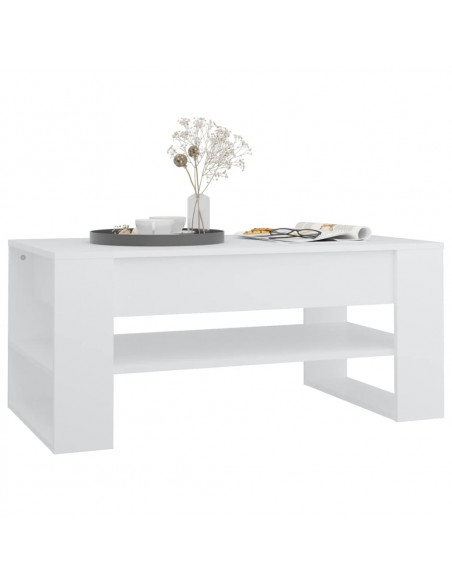Tavolino da Salotto Bianco 102x55x45 cm Legno Multistrato