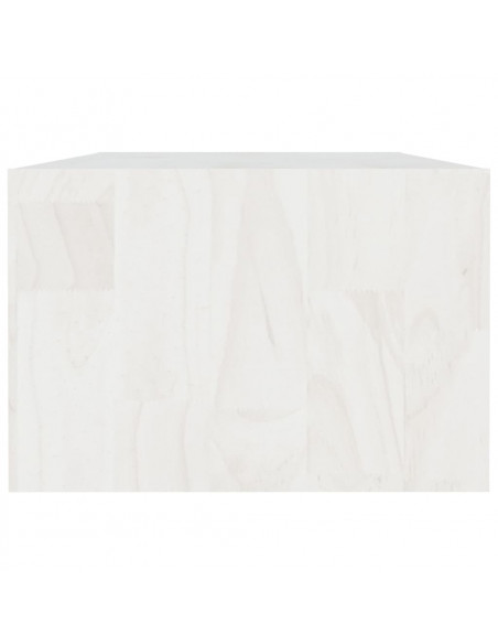 Tavolino da Salotto Bianco 110x50x34 cm Legno Massello di Pino