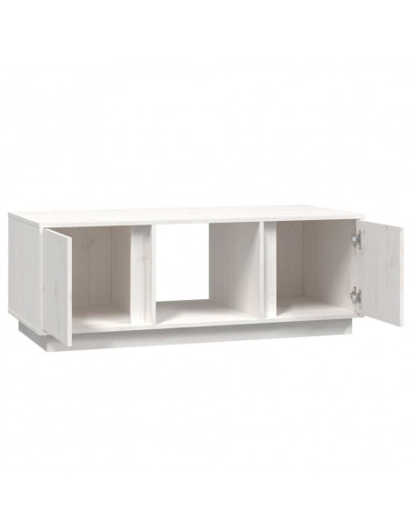 Tavolino da Salotto Bianco 110x50x40 cm Legno Massello di Pino