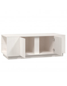 Tavolino da Salotto Bianco 110x50x40 cm Legno Massello di Pino