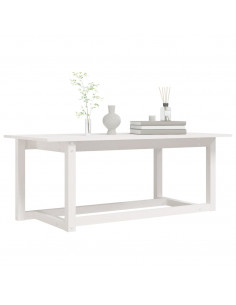 Tavolino da Salotto Bianco 110x55x45 cm Legno Massello di Pino