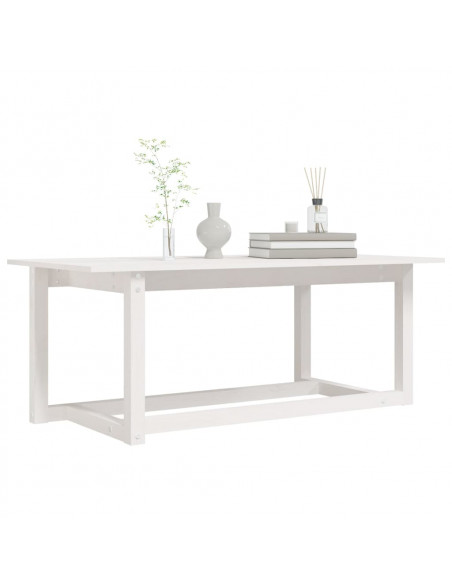 Tavolino da Salotto Bianco 110x55x45 cm Legno Massello di Pino