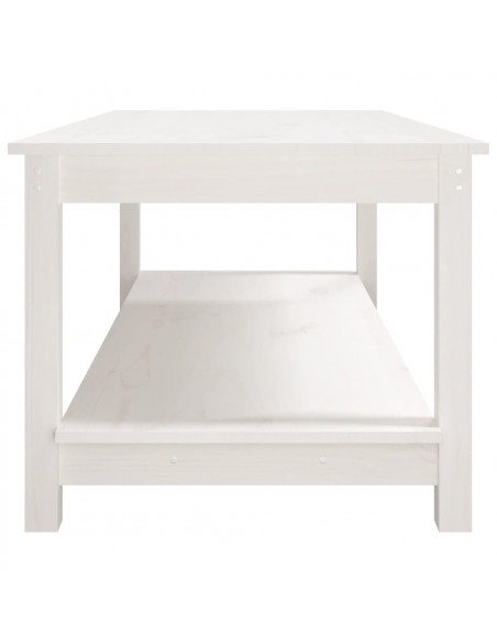 Tavolino da Salotto Bianco 110x55x45 cm Legno Massello di Pino