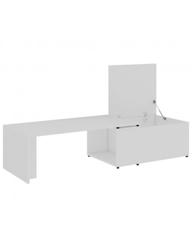 Tavolino da Salotto Bianco 150x50x35 cm in Legno Multistrato