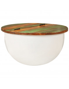 Tavolino da Salotto Bianco 50x27 cm Legno Massello di Recupero