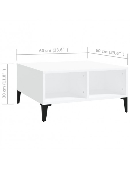 Tavolino da Salotto Bianco 60x60x30 cm in Legno Multistrato