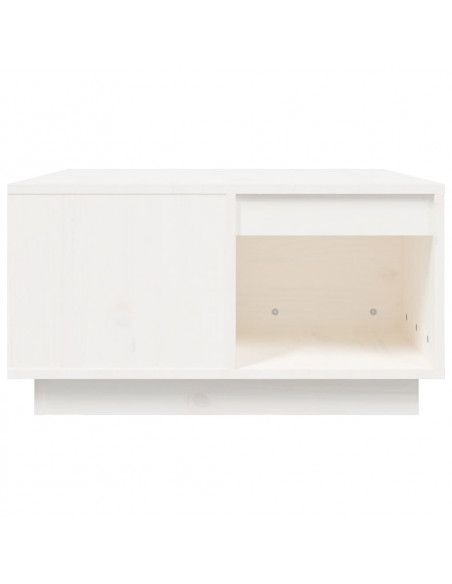 Tavolino da Salotto Bianco 60x61x32,5 cm Legno Massello di Pino