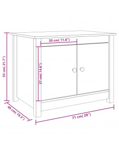 Tavolino da Salotto Bianco 71x49x55cm in Legno Massello di Pino