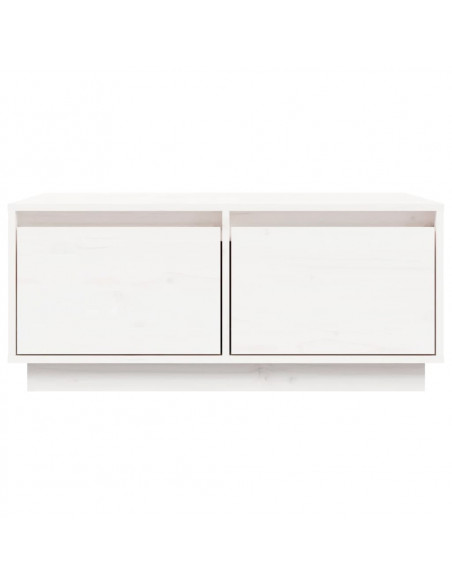 Tavolino da Salotto Bianco 80x50x35 cm Legno Massello di Pino
