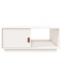 Tavolino da Salotto Bianco 80x50x35,5 cm Legno Massello di Pino