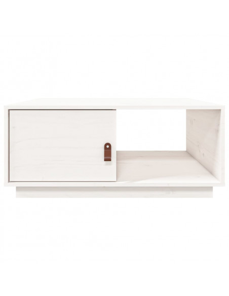 Tavolino da Salotto Bianco 80x50x35,5 cm Legno Massello di Pino