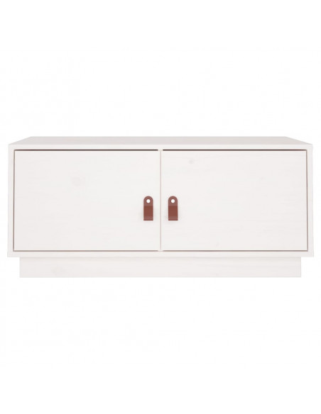 Tavolino da Salotto Bianco 80x50x35cm in Legno Massello di Pino