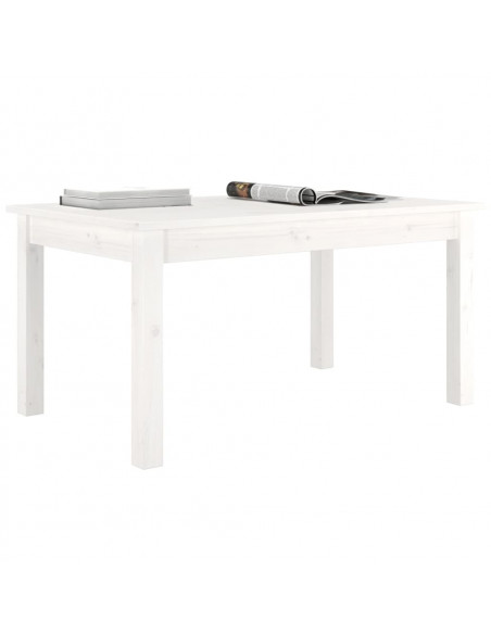 Tavolino da Salotto Bianco 80x50x40 cm Legno Massello di Pino