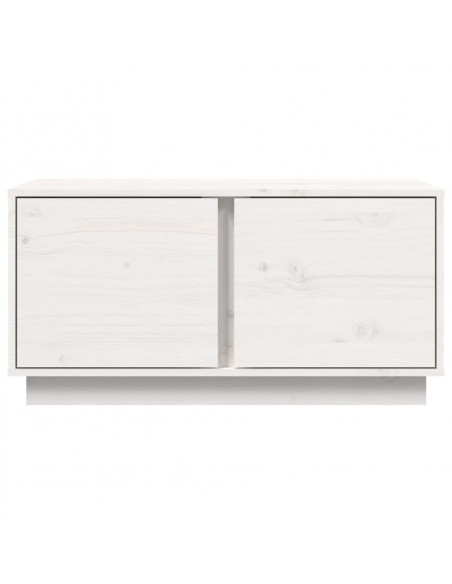 Tavolino da Salotto Bianco 80x50x40 cm Legno Massello di Pino