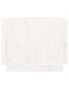Tavolino da Salotto Bianco 80x50x40 cm Legno Massello di Pino