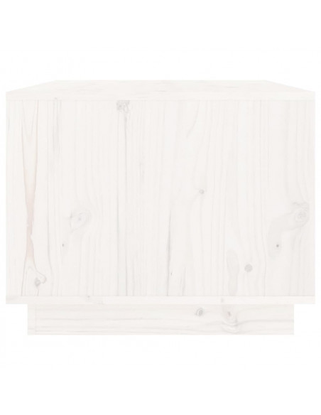 Tavolino da Salotto Bianco 80x50x40 cm Legno Massello di Pino