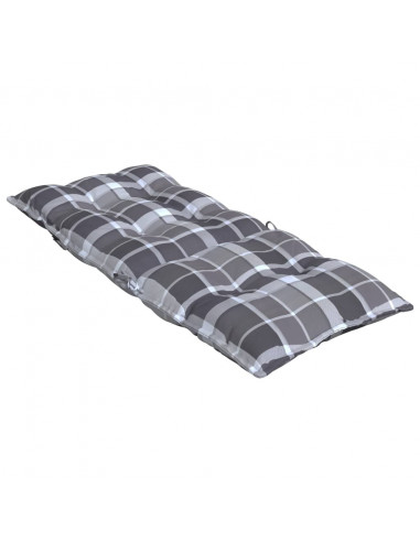 Cuscini Sedia Schienale Alto 2 pz Quadri Grigio Tessuto Oxford