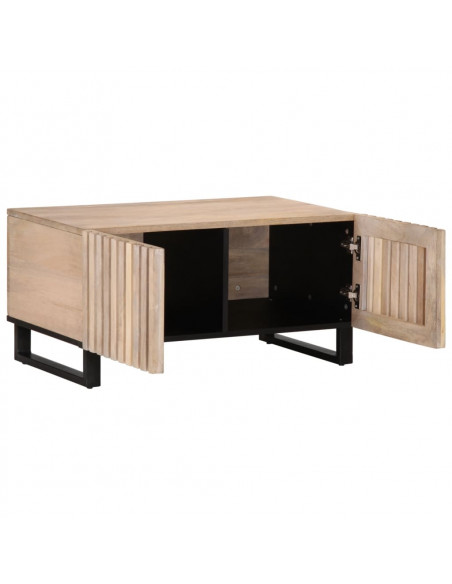 Tavolino da Salotto Bianco 80x51x40 cm Legno Massello di Mango