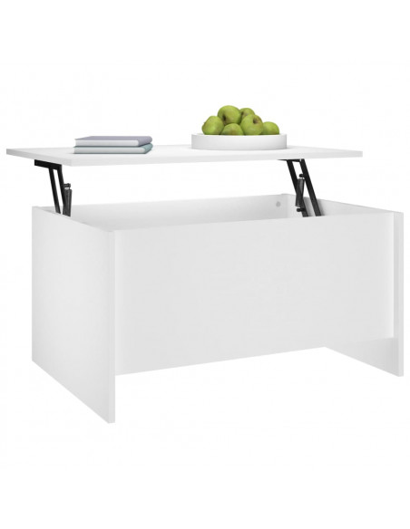 Tavolino da Salotto Bianco 80x55,5x41,5 cm in Legno Multistrato