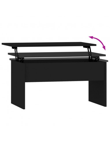Tavolino da Salotto Nero 80x55,5x41,5 cm in Legno Multistrato