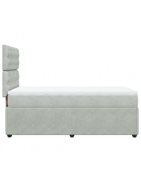 Giroletto a Molle con Materasso Grigio Chiaro 100x200cm Velluto