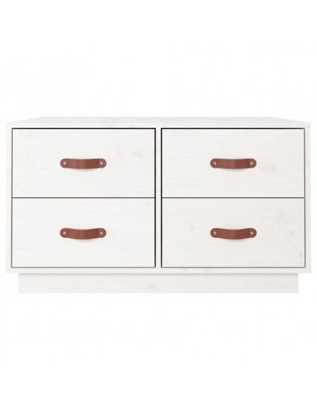 Tavolino da Salotto Bianco 80x80x45 cm Legno Massello di Pino