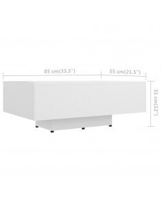 Tavolino da Salotto Bianco 85x55x31 cm in Legno Multistrato