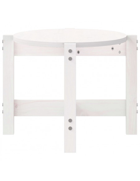 Tavolino da Salotto Bianco 87x48x35cm in Legno Massello di Pino
