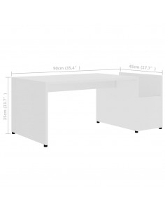 Tavolino da Salotto Bianco 90x45x35 cm in Legno Multistrato