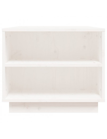 Tavolino da Salotto Bianco 90x49x40,5 cm Legno Massello di Pino