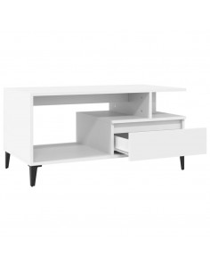 Tavolino da Salotto Bianco 90x49x45 cm in Legno Multistrato