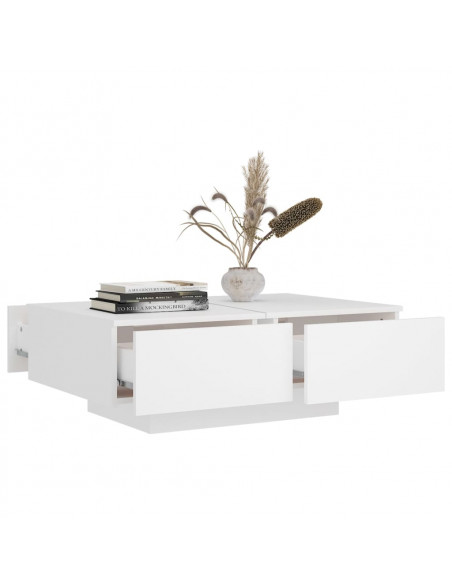 Tavolino da Salotto Bianco 90x60x31 cm in Legno Multistrato