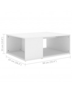 Tavolino da Salotto Bianco 90x67x33 cm in Legno Multistrato