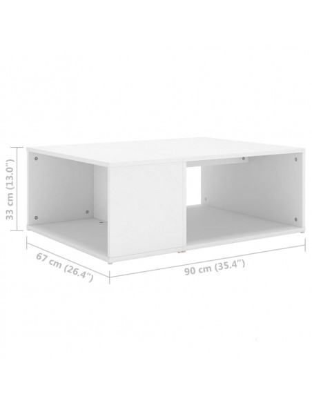 Tavolino da Salotto Bianco 90x67x33 cm in Legno Multistrato