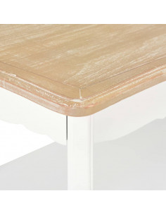 Tavolino da Salotto Bianco e Marrone 87,5x42x44cm Massello Pino