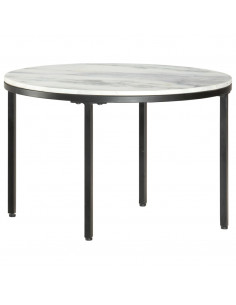 Tavolino da Salotto Bianco e Nero Ø65 cm in Vero Marmo Solido