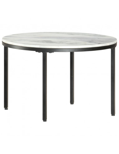 Tavolino da Salotto Bianco e Nero Ø65 cm in Vero Marmo Solido
