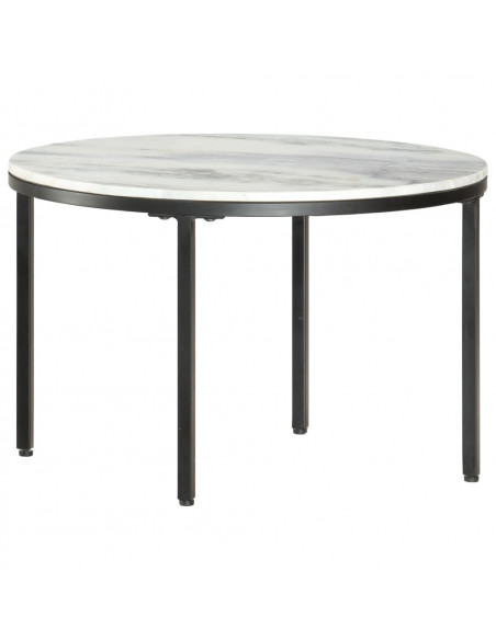 Tavolino da Salotto Bianco e Nero Ø65 cm in Vero Marmo Solido