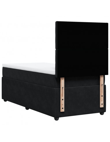 Giroletto a Molle con Materasso Nero 90x190 cm in Velluto