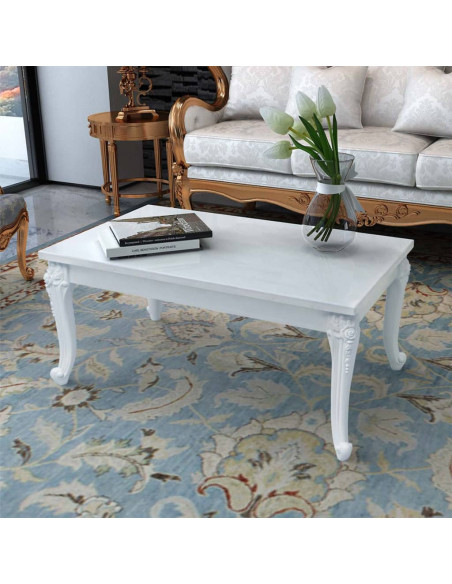 Tavolino da Salotto Bianco Lucido 100x50x42cm Legno Multistrato