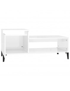 Tavolino da Salotto Bianco Lucido 100x50x45cm Legno Multistrato