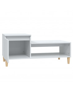 Tavolino da Salotto Bianco Lucido 100x50x45cm Legno Multistrato