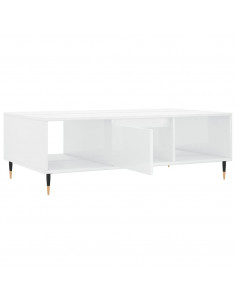 Tavolino da Salotto Bianco Lucido 104x60x35cm Legno Multistrato