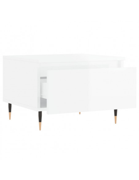 Tavolino da Salotto Bianco Lucido 50x46x35 cm Legno Multistrato