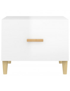 Tavolino da Salotto Bianco Lucido 50x50x40 cm Legno Multistrato