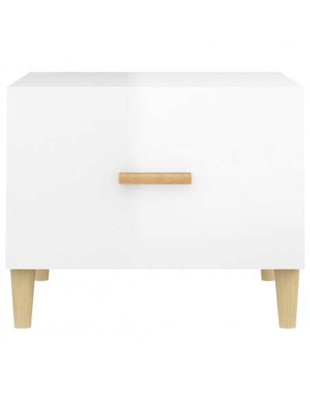 Tavolino da Salotto Bianco Lucido 50x50x40 cm Legno Multistrato