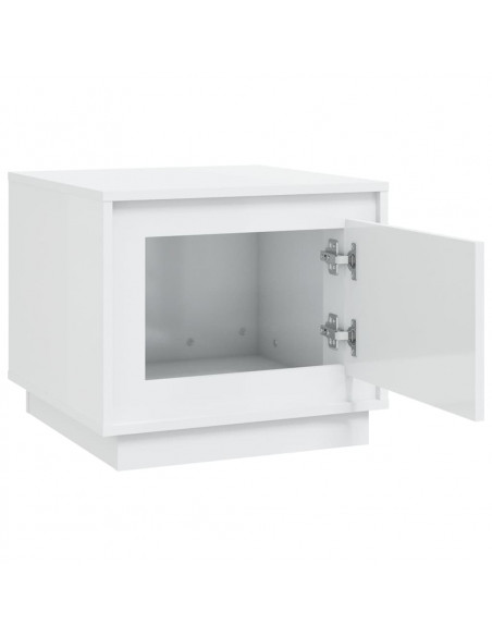 Tavolino da Salotto Bianco Lucido 51x50x44 cm Legno Multistrato