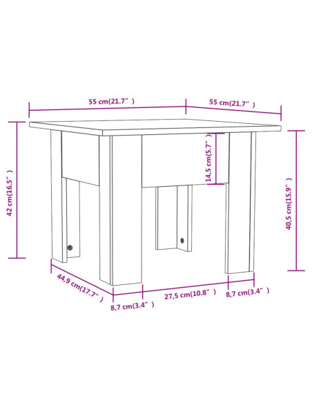 Tavolino da Salotto Bianco Lucido 55x55x42 cm Legno Multistrato