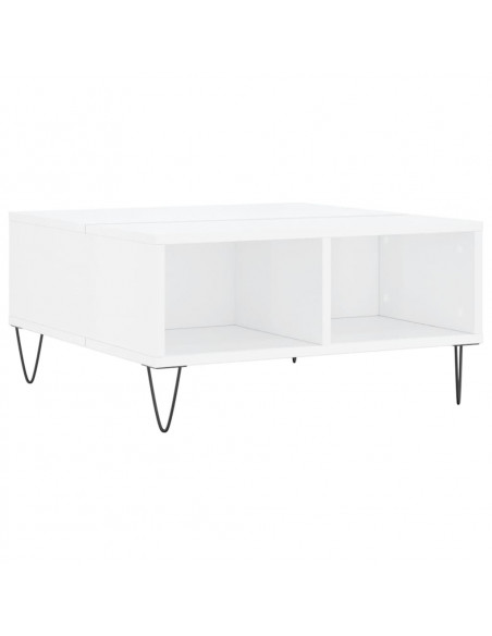 Tavolino da Salotto Bianco Lucido 60x60x30 cm Legno Multistrato