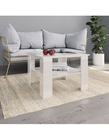 Tavolino da Salotto Bianco Lucido 60x60x42 cm Legno Multistrato